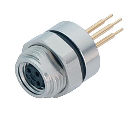 Illustration 86 6518 1122 00004 - M8 Female panel mount connector, Contacts: 4, unshielded, THT, IP67, M12x1.0, front fastened