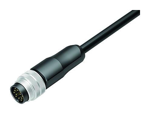 Abbildung 77 6429 0000 50712-0500 - M16 Kabelstecker, Polzahl: 12, ungeschirmt, am Kabel angespritzt, IP68, PUR, schwarz, 12 x 0,25 mm², 5 m