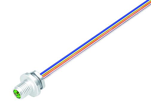 Illustration M8 Male panel mount connector, Contacts: 4, unshielded, single wires, IP67, M8x1.0, Front mounting