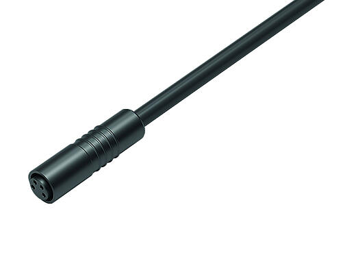 Illustration 79 3410 55 03 - Snap-In Female cable connector, Contacts: 3, unshielded, moulded on the cable, IP65, PUR, black, 3 x 0.25 mm², 5 m