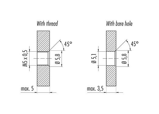 Assembly instructions / Panel cut-out 86 8105 1100 00003 - M5 Male panel mount connector, Contacts: 3, unshielded, THT, IP67, UL