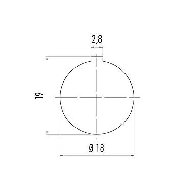Assembly instructions / Panel cut-out Bayonet Male panel mount connector, Contacts: 5, unshielded, solder, IP40, M18x0,75, Front mounting