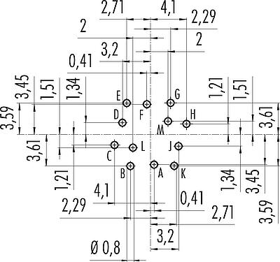 지휘자 레이아웃 M16 메일 패널 마운트 커넥터, 콘택트 렌즈: 12 (12-a), 차폐되지 않음, THT, IP40, M18x0,75, 후면 월 마운팅