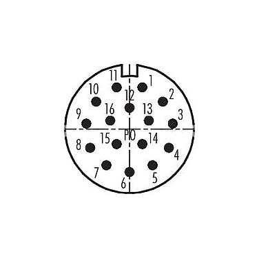 Polbild (Steckseite) 99 4623 00 16 - M23 Kabelstecker, Polzahl: 16, 6,0-10,0 mm, schirmbar, löten, IP67