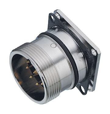 Illustration M23 Square male panel mount connector, Contacts: 12, unshielded, solder, IP67, M2 (4x), Rear mounting