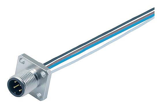Illustration M12 Square male panel mount connector, Contacts: 8, unshielded, single wires, IP40, UL 2238, M3 (4x), Front mounting