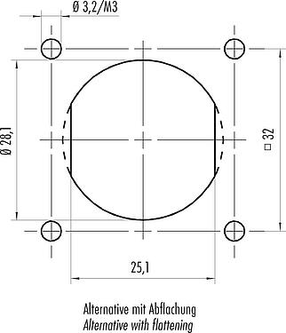 Instructions de montage / Découpe du panneau Baïonnette Embase femelle, Contacts: 4+3+PE, non blindé, sertir (Les contacts à sertir doivent être commandés séparément), IP68/IP69K, UL 2238, VDE, Montage frontal, résistant aux UV