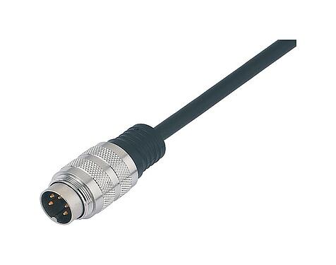 Illustration M16 Connecteur mâle, Contacts: 5 (05-a), non blindé, surmoulé sur le câble, IP67, PUR, noir, 5 x 0,25 mm², 2 m