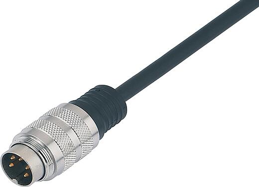Kuva (voi vaihdella) M16 Kaapelipistoke, Napojen määrä: 12 (12-a), suojaamaton, suihkutettu kaapelille, IP67, PUR, musta, 12 x 0,25 mm², 2 m