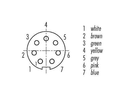 联系安排 (外掛程式側) M9 弯角孔头电缆连接器, 极数: 7, 屏蔽, 预铸电缆, IP67, PUR, 黑色, 8x0.14mm², 2m