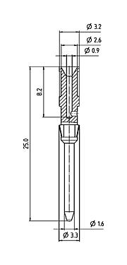 Méretarányos rajz 61 0891 139 - RD24 / bayonet HEC - male contact, 100 pcs.
