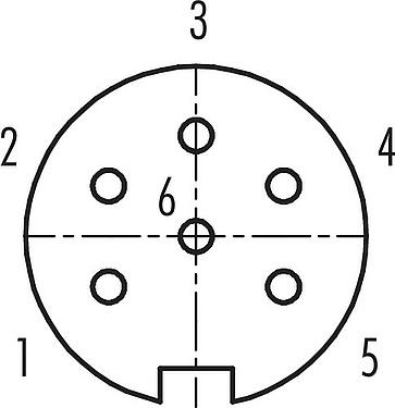 Contactconfiguratie (Insteekbereik) Bajonet Female haakse connector, aantal polen: 6, 4,0-6,0 mm, onafgeschermd, soldeer, IP40
