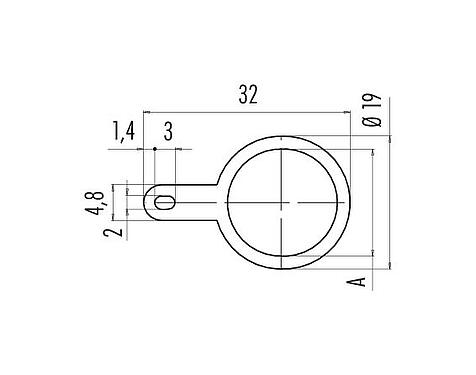 Desenho da escala 04 0734 124 - M12-A/B/D/K/K/L/S/T/US/X - Placa de proteção para conectores de flange, aparafusável por trás, PG9; série 713/715/763/766/813/813/814/815/825/866/876