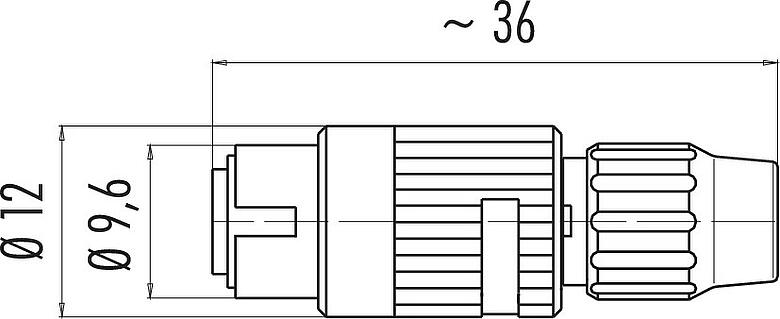 Maßzeichnung Bajonett Kabelstecker, Polzahl: 3, 4,0-5,0 mm, ungeschirmt, löten, IP40