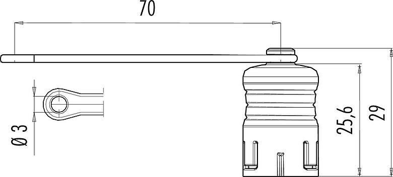 Dessin coté Capuchon de protection, IP67, pour embase femelle