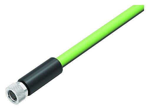 Kuva M8 Kaapelirasia, Napojen määrä: 4, suojattu, suihkutettu kaapelille, IP67, Profinet/Ethernet CAT5e, PUR, vihreä, 4 x AWG 22, 5 m