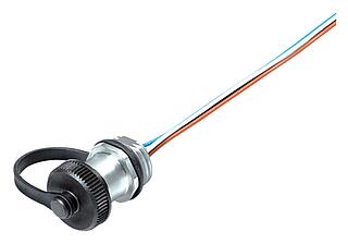 M12 Female panel mount connector, Contacts: 4, unshielded, single wires, IP69K, M16x1.5, Front mounting, for outdoor, UV resistant, potted