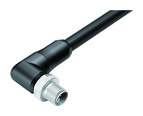 Ábrák M12 derékszögű csatlakozó, : 4+FE, árnyékolatlan, kábelre öntött, IP68, UL 2238, PUR, fekete, 5 x 1,50 mm², 2 m