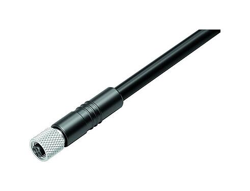 Illustration 77 3550 0000 40003-0500 - M5 Female cable connector, Contacts: 3, shielded, moulded on the cable, IP67, UL, M5x0.5, PUR, black, 3 x 0.14 mm², 5 m