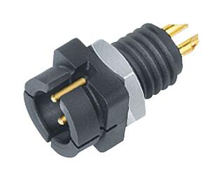 Snap-In Male panel mount connector, Contacts: 5, unshielded, solder, IP40, 1/4" 28 UNF, Front mounting