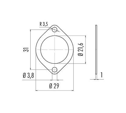 Desenho da escala 04 0722 000 - RD24 - Junta plana para conectores de flange; Série 692/693