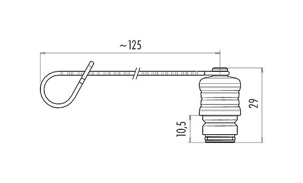 Scale drawing Protecting cap, IP67, for male cable connector