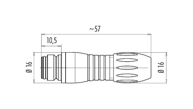 Dessin coté 99 9126 403 08 - Snap-In Connecteur femelle, Contacts: 8, 2,5-4,0 mm, non blindé, souder, IP67