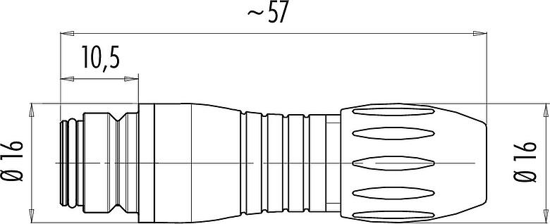 Maßzeichnung Snap-In Kabeldose, Polzahl: 5, 2,5-4,0 mm, ungeschirmt, löten, IP67