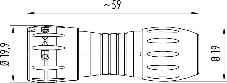 Dessin coté Baïonnette Connecteur mâle, Contacts: 8, 6,0-8,0 mm, non blindé, souder, IP67 (également débranché)