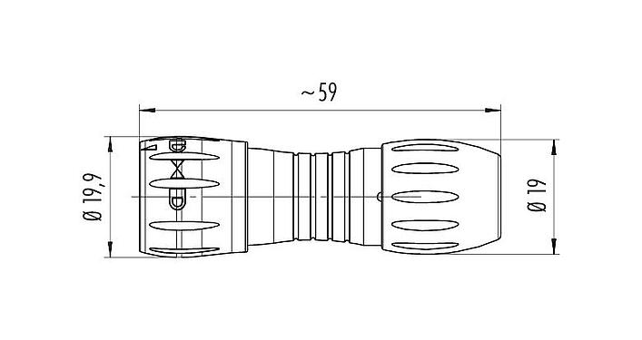 Desenho da escala 99 0771 402 08 - Baioneta Plugue de cabo, Contatos: 8, 6,0-8,0 mm, desprotegido, solda, IP67