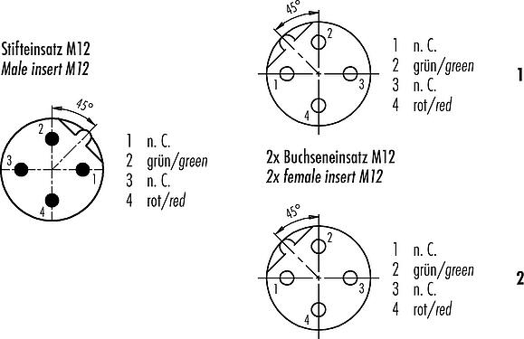 Sắp xếp liên hệ (phía kết nối) M12 Bộ chia cáp đực - 2 đầu nối cáp cái, Số lượng cực : 2, có chống nhiễu, ép phun vào dây cáp, IP67, Profibus, PUR, màu tím, 2x0,25mm², 1m