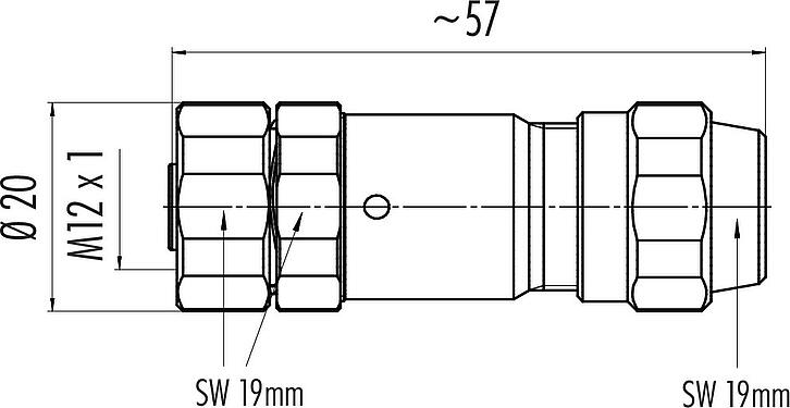 Schaaltekening M12 Kabeldoos, aantal polen: 12, 5,5-8,6 mm, schermbaar, soldeer, IP68/IP69K, UL 2238, Ecolab, Roestvrij staal, met afschermring