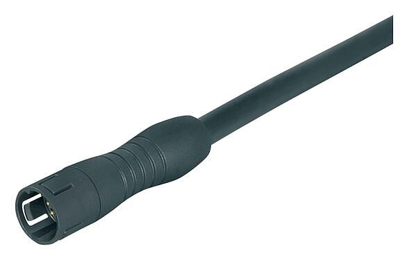 Иллюстрация Защелка Кабельный штекер, Количество полюсов: 4, не экранированный, формовка на кабеле, IP67, UL 2238, PUR, черный, 4 x 0,25 мм², 2 м