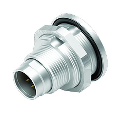 Illustration M9 Male panel mount connector, Contacts: 7, unshielded, solder, IP67, M12x0.5, Rear mounting, potted