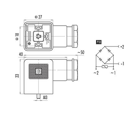 Kabelconstructie Apparaatstekkerdoos, aantal polen: 2+PE, 8,0-10,0 mm, onafgeschermd, schroefklem, IP40 zonder afdichting, PG 11, Circuit P10