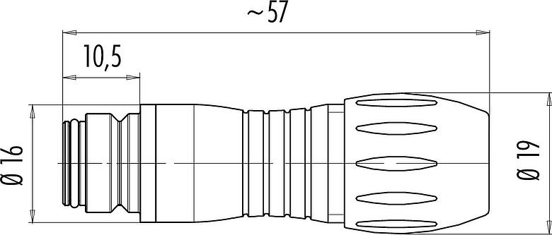 縮尺図 スナップイン メスケーブルコネクタ, 極数: 12, 6.0-8.0mm, 非シールド, はんだ, IP67, UL 2238, VDE