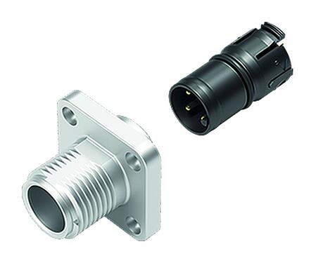 Illustration 99 3483 200 08 - M12 Square male panel mount connector, Contacts: 8, unshielded, solder, IP69k, IP68, IP67, UL, positionable, lockable, lockable