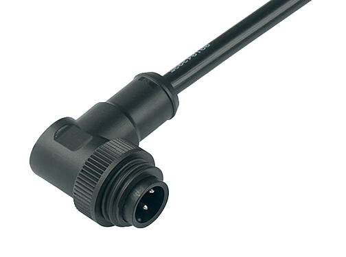 Abbildung 79 0237 20 07 - RD24 Winkelstecker, Polzahl: 6+PE, ungeschirmt, am Kabel angespritzt, IP67, PVC, schwarz, 7 x 0,75 mm², 2 m