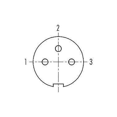Disposizione dei contatti (lato connessione) 09 4908 081 03 - Spingere Tirare Connettore femmina a flangia, Numero poli: 3, schermabile, saldare, IP67, montaggio anteriore