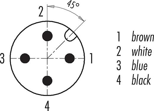 Contact arrangement (Plug-in side) M12 Male angled connector, Contacts: 4, unshielded, moulded on the cable, IP68/IP69K, PUR, black, 4 x 0.34 mm², for welding applications, 2 m