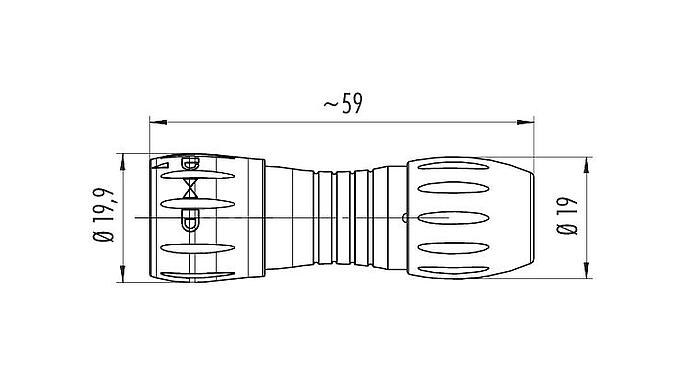 Desenho da escala 99 0771 002 08 - Baioneta Plugue de cabo, Contatos: 8, 6,0-8,0 mm, desprotegido, solda, IP67
