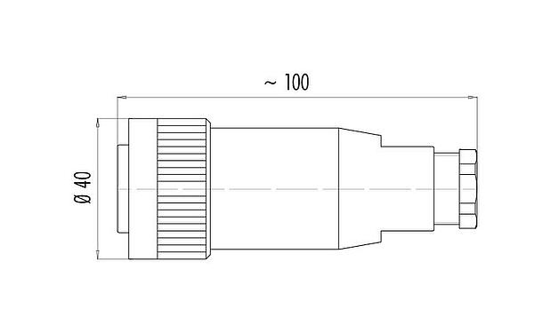 Scale drawing RD30 Female cable connector, Contacts: 12+PE, 10.0-12.0 mm, unshielded, solder, IP65