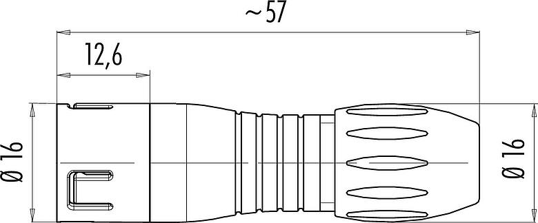 Scale drawing Snap-In Male cable connector, Contacts: 5, 4.0-6.0 mm, unshielded, solder, IP67