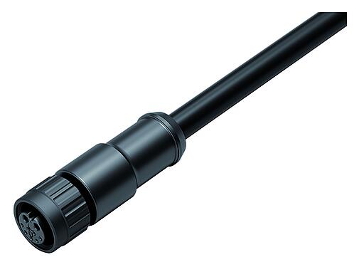 Illustratie 77 8406 0000 30709-0185 - M12 Kabeldoos, aantal polen: 2+7, aan de kabel aangegoten, IP67, PUR, zwart, Power: 2 x 0,75 (AWG 18), Signaal: 7 x 0,14 (AWG 26), 1,85 m