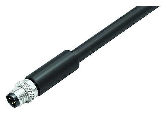 Kuva 77 3505 0000 50704-0500 - M8 Kaapelipistoke, Napojen määrä: 4, suojattu, suihkutettu kaapelille, IP67, PUR, musta, 4 x 0,34 mm², 5 m