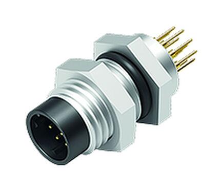 Illustration 86 6119 1100 00012 - M8 Male panel mount connector, Contacts: 12, unshielded, THT, IP67, UL, screwable from the front