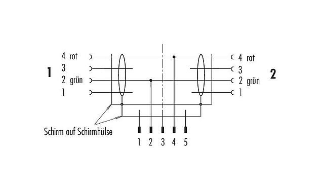 Belegungspläne M12 Kabelsplitter Kabelstecker - 2 Kabeldosen, Polzahl: 2, geschirmt, am Kabel angespritzt, IP67, Profibus, PUR, violett, 2 x 0,25 mm², 2 m