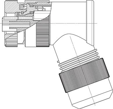 Mittakaavapiirustus M12 Kulmarasia, Napojen määrä: 4+FE, 8,0-13,0 mm, suojaamaton, ruuviliitin, IP67, M12x1,0, virtalähde varten, UL 2237 valmisteilla, PE-liitännällä