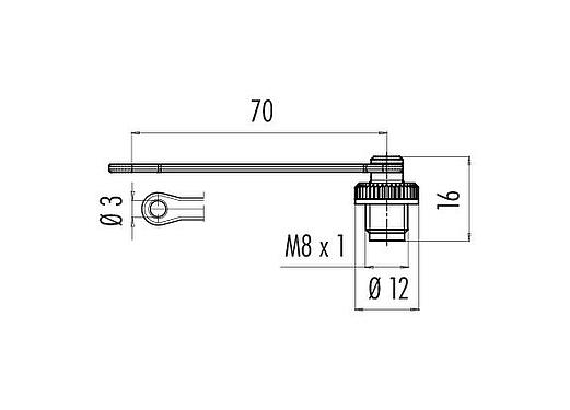Méretarányos rajz 08 2843 000 000 - M8 / AS-Interface - Protection cap for flange socket