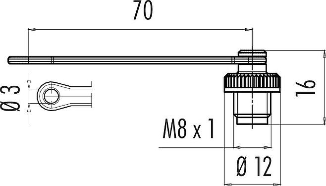 Maßzeichnung Schutzkappe, IP67, mit Halteband
